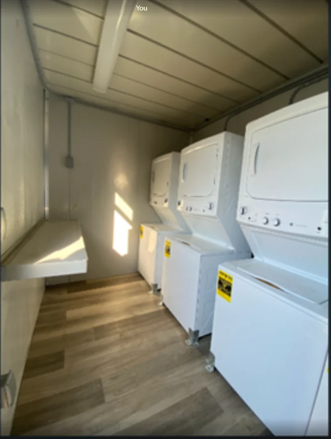 Opposite-end view of the laundry-container interior