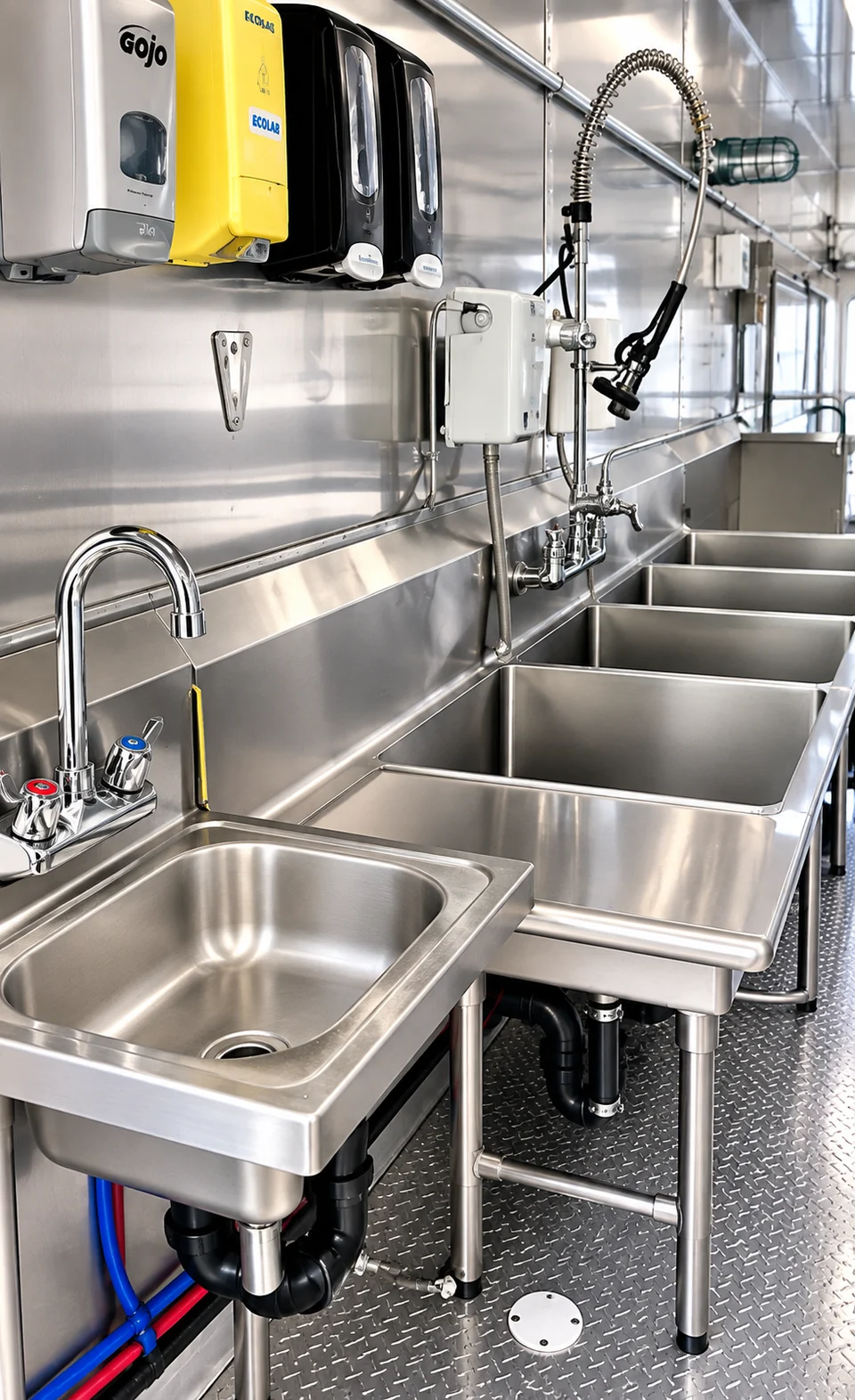 Wash sinks and pre-rinse station